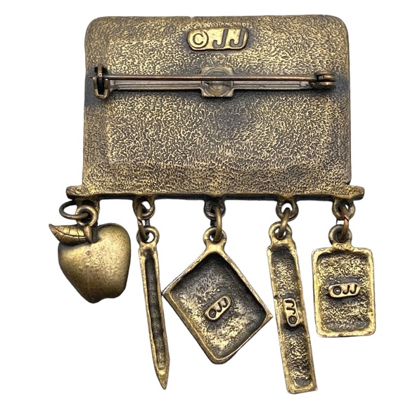 VTG JJ Jonette Antiqued Brass-Tone Classroom Math Teacher Appreciation Brooch - Picture 5 of 7